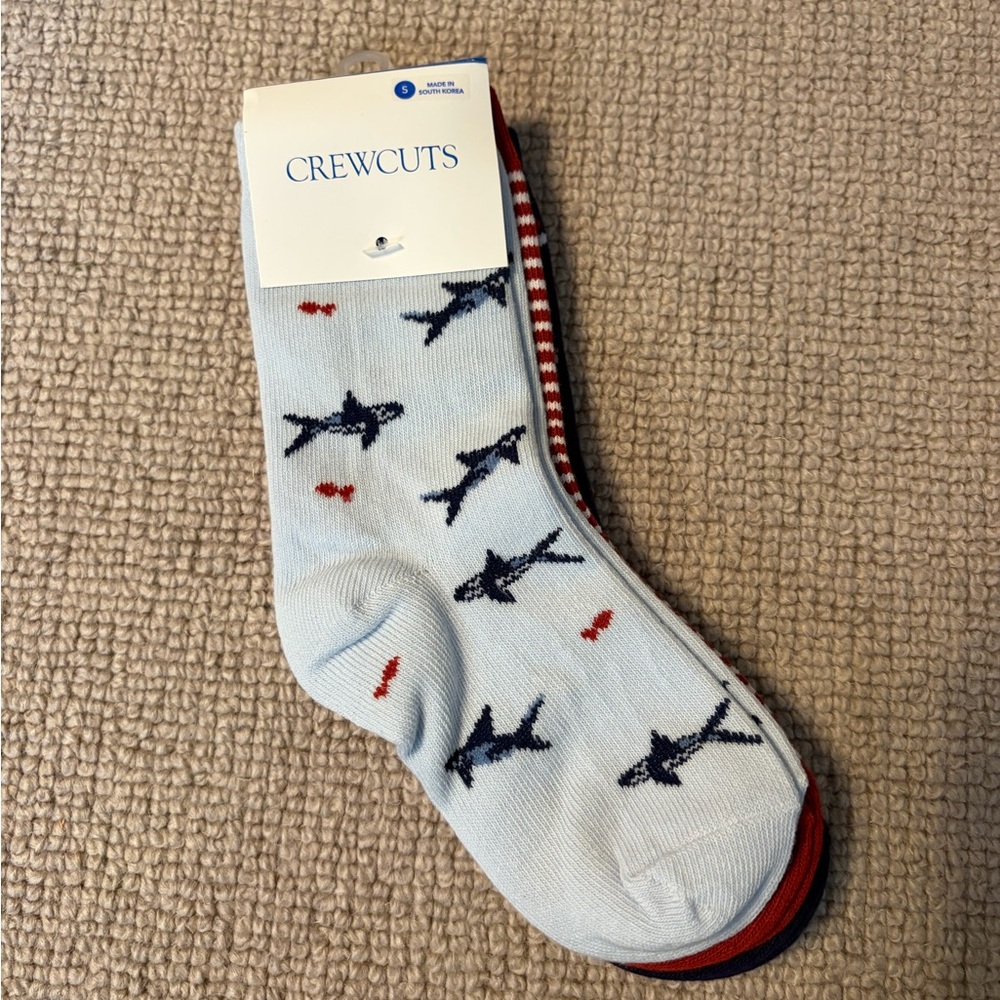 Kids Crewcuts 3-Pack of Blue and Red Socks (Size 8-11)